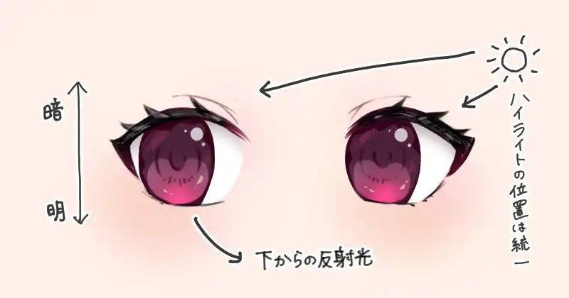 瞳・ハイライト・影を入れて完成させる